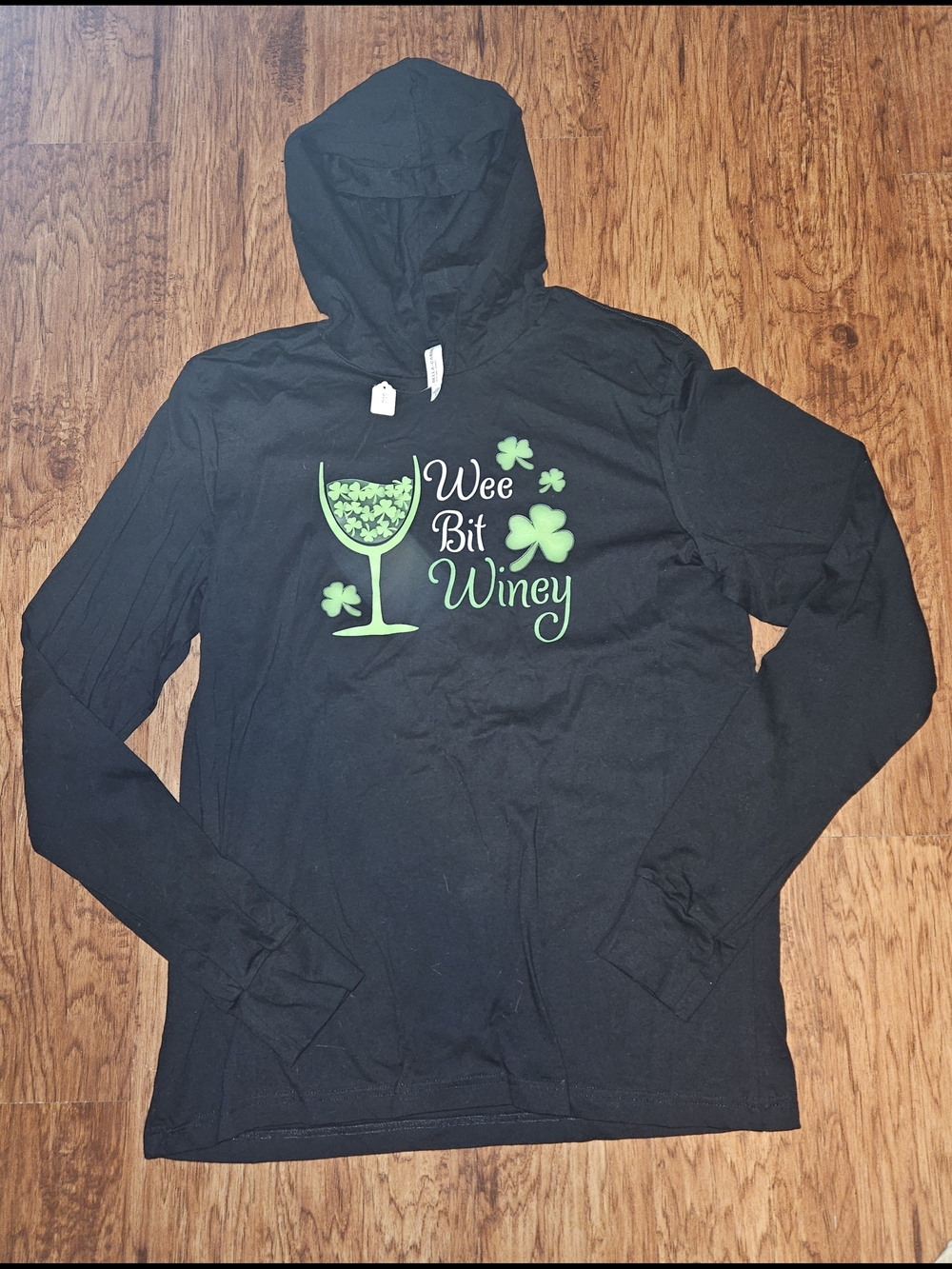 adidas Black Tee with Green Shamrock Graphic